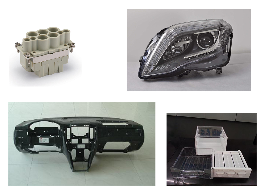 065-PC应用范围（连接器、冰箱抽屉、仪表板、车灯）